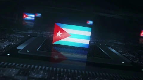 Cuba flag on computer cpu Stock Footage 321953868