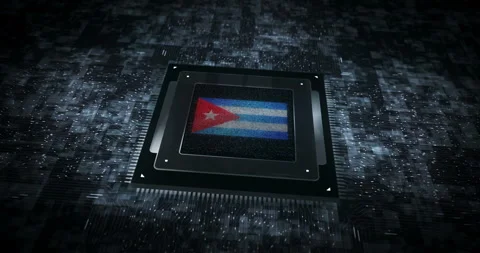 Cuba flag on computer cpu Stock Footage 321954150
