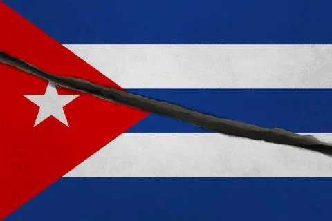 Cuba flag cracked Stock Illustration
