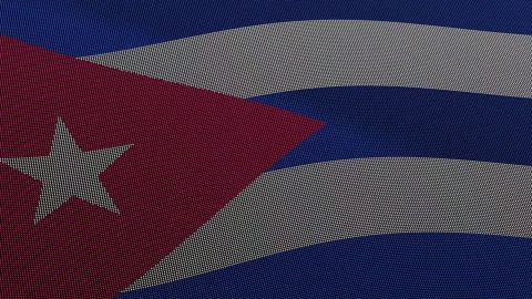 Cuba Flag Digital Particle Waving Seamless Loop Animation on Black Background Stock Footage 339302387