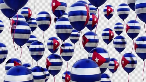 Cuba Flag On The Flying Balloons Stock Footage 314652994