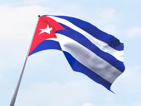 Cuba flag flying on clear sky. Stock Illustration