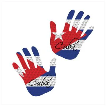 Cuba flag hand vector Stock Illustration