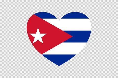 Cuba flag in heart shape isolated  on png or transparent  background,Symbols Stock Illustration