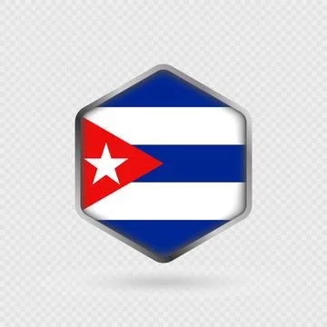 Cuba flag icon in hexagon shape. Stock Illustration