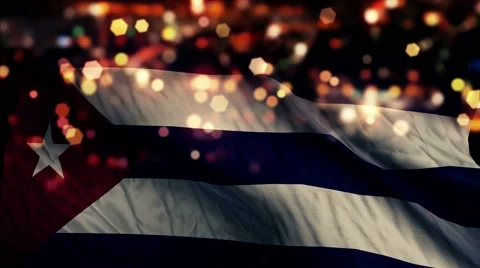 Cuba Flag Light Night Bokeh Abstract Loop Animation 4K Stock Footage 47565997
