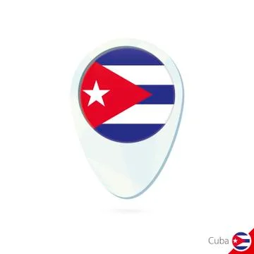 Cuba flag location map pin icon on white background. Stock Illustration