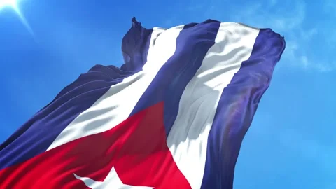 Cuba Flag Low Angle View Stock Footage 295688920