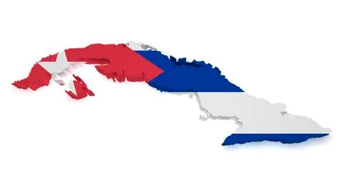 Cuba flag map 3d shape Stock Illustration