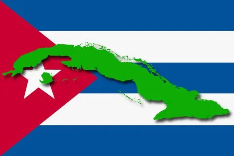 Cuba flag map on white background 3d illustration with clipping path Stock Illustration