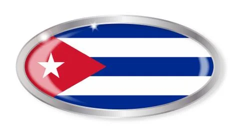 Cuba Flag Oval Button Stock Illustration