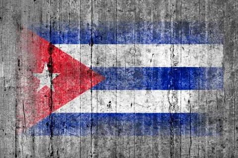 Cuba flag painted on background texture gray concrete Stock Photos