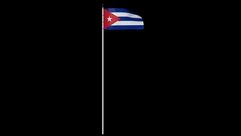 Cuba Flag on Pole with Alpha Channel Video stock 87225014