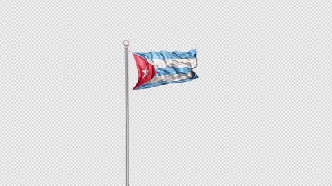 Cuba   Flag Pole  Animation Include Alpha 3D Rendering Stock-Footage 283112251