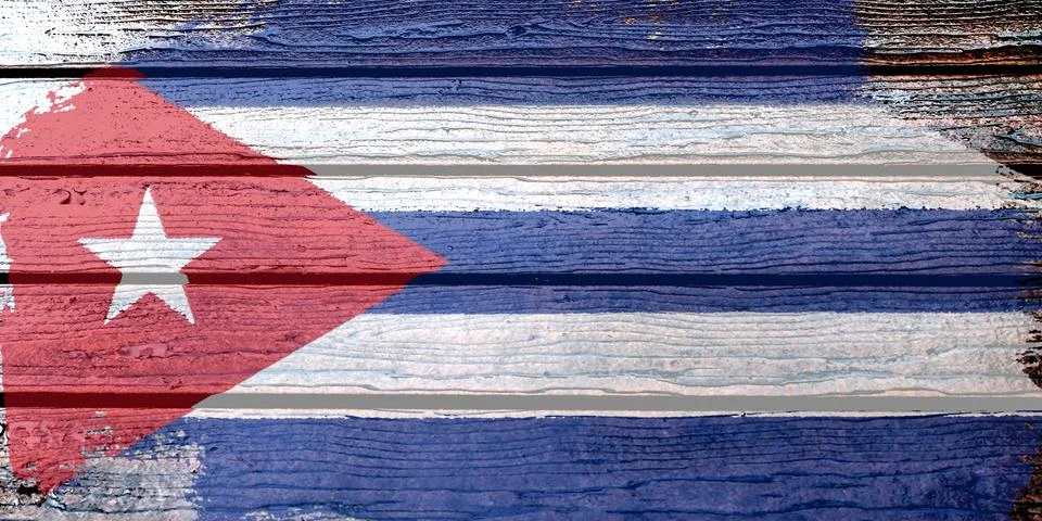 Cuba flag - realistic looking flag on a wooden surface Stock Illustration