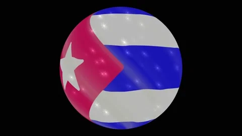 Cuba flag in a round ball rotates. Flicker and shine. Animation loop Stock Footage 145857762
