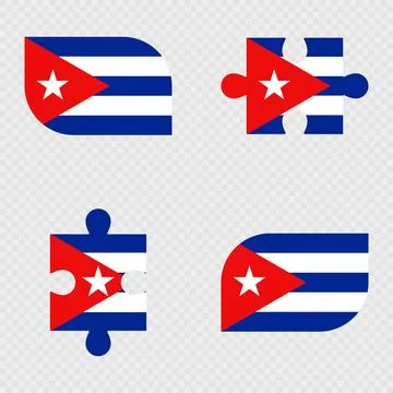 Cuba Flag Rounded Shapes and Puzzle Set. Stockillustratie