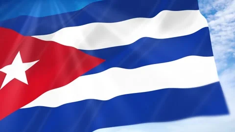 Cuba Flag Seamless Loop 4k 60fps on Sky Background Stock Footage 341672167
