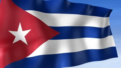 Cuba Flag - Set of 3 Angles with Masks [3WaveSeries] Stock Footage 103333420