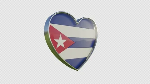 Cuba Flag in the Shape of 3D Heart. Stock Footage 138298671