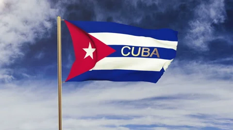 Cuba flag with title waving in the wind. Looping sun rises style.  Animation Stock-Footage 48593946