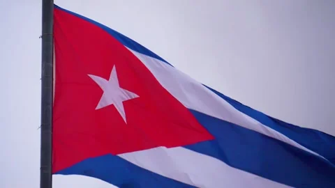Cuba flag video waving in wind. Realistic flag background Stock Footage 270530764