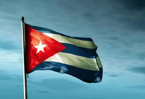 Cuba flag waving in the evening 스톡 일러스트