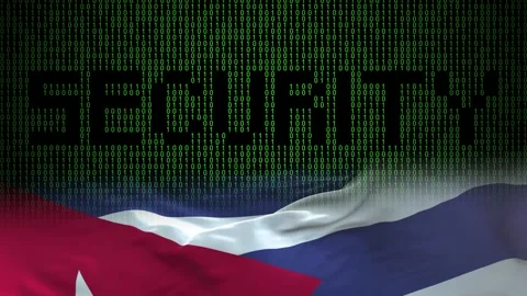 Cuba flag - Waving flag on matrix binary code background Stock Footage 321422229