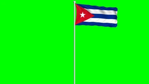 Cuba Flag Waving Fluttering on Wind Loopable Green Blue Screen Matte Stock Footage 77581650