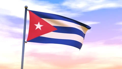 Cuba Flag waving in the high wind Stock Footage 153869732
