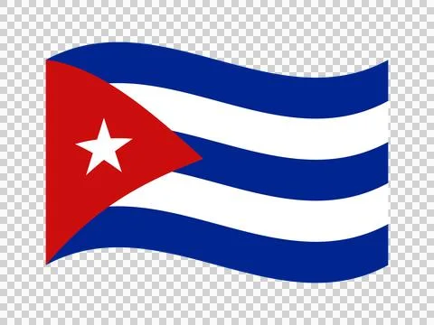Cuba flag waving icon with red triangle and white star Stock Illustration