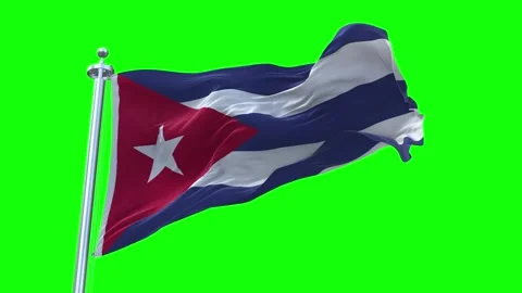 Cuba Flag Waving in Loopable and Textured green screen background Stock Footage 296876594