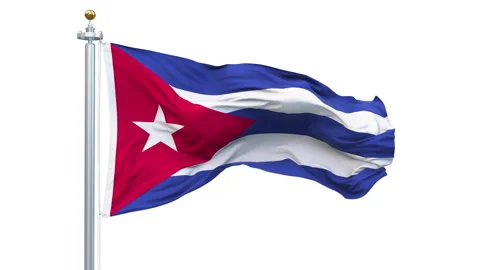 Cuba flag waving looping with transparent background. Stock Footage 312376040