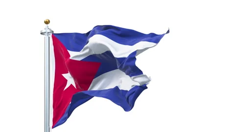 Cuba flag waving looping with transparent background. Video stock 312376043