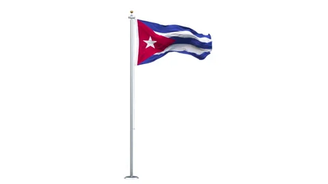 Cuba flag waving looping with transparent background. Video stock 312376138