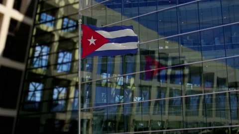 Cuba Flag Waving On A Skyscraper Building Stock-Footage 146116000