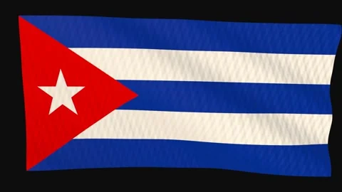 Cuba flag waving in the wind on a black background Stock-Footage 343208896