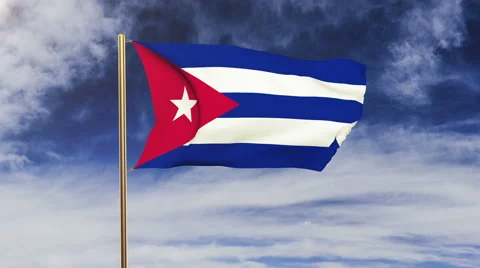 Cuba flag waving in the wind. Green screen, alpha matte. Loopable animation Stock-Footage 48593938