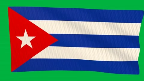 Cuba flag waving in the wind on a green screen Stock Footage 343130677