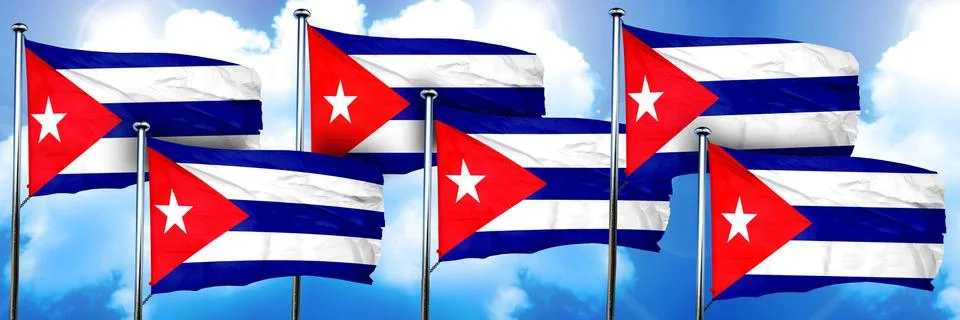 Cuba flags, 3D rendering, on a cloud background Illustrazione stock