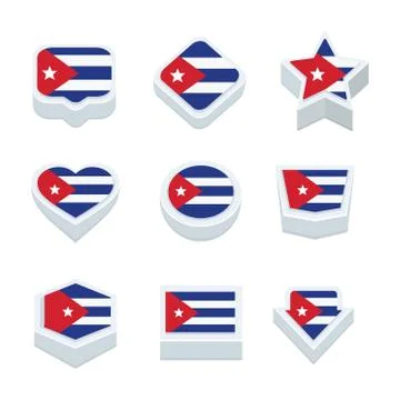 Cuba flags icons and button set nine styles Stock Illustration