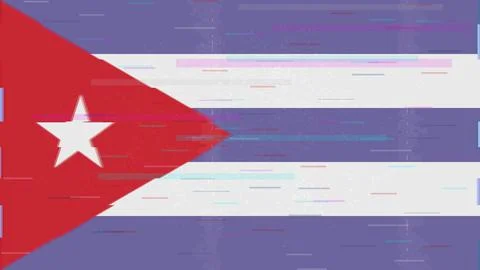 Cuba Glitch Flag Vector - RGB Split Digital Video Frame Design Illustrazione stock