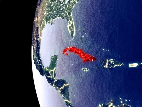 Cuba on globe from space Stock Illustration