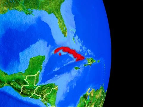 Cuba on globe from space Stock Illustration