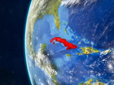 Cuba on globe from space イラスト素材