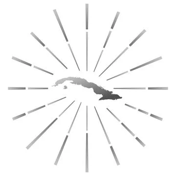 Cuba gradiented sunburst. Map of the country with colorful star rays. Cuba .. Stock Illustration