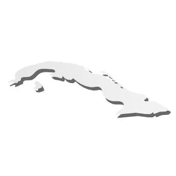 Cuba - grey 3d-like silhouette map of country area with dropped shadow. Simple Stock Illustration