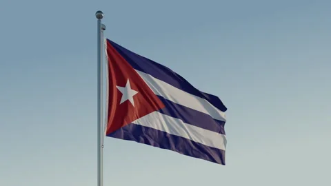 Cuba Havana Flag loop Cinematic Realistic Waving Blue Sky Видео 304685765
