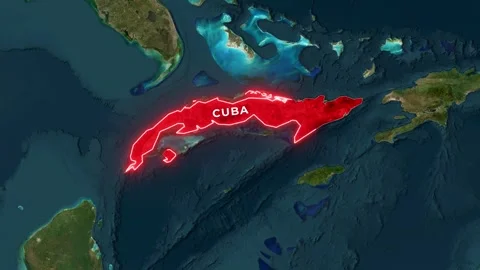 Cuba highlighted on global map with animated flag-raising footage Stock-Footage 344957670