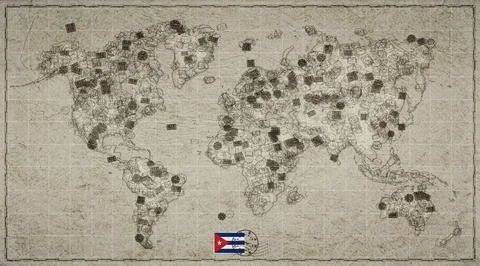 Cuba Holguin Stamp World Map Stock Illustration